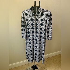 Geometric Black and White Dress